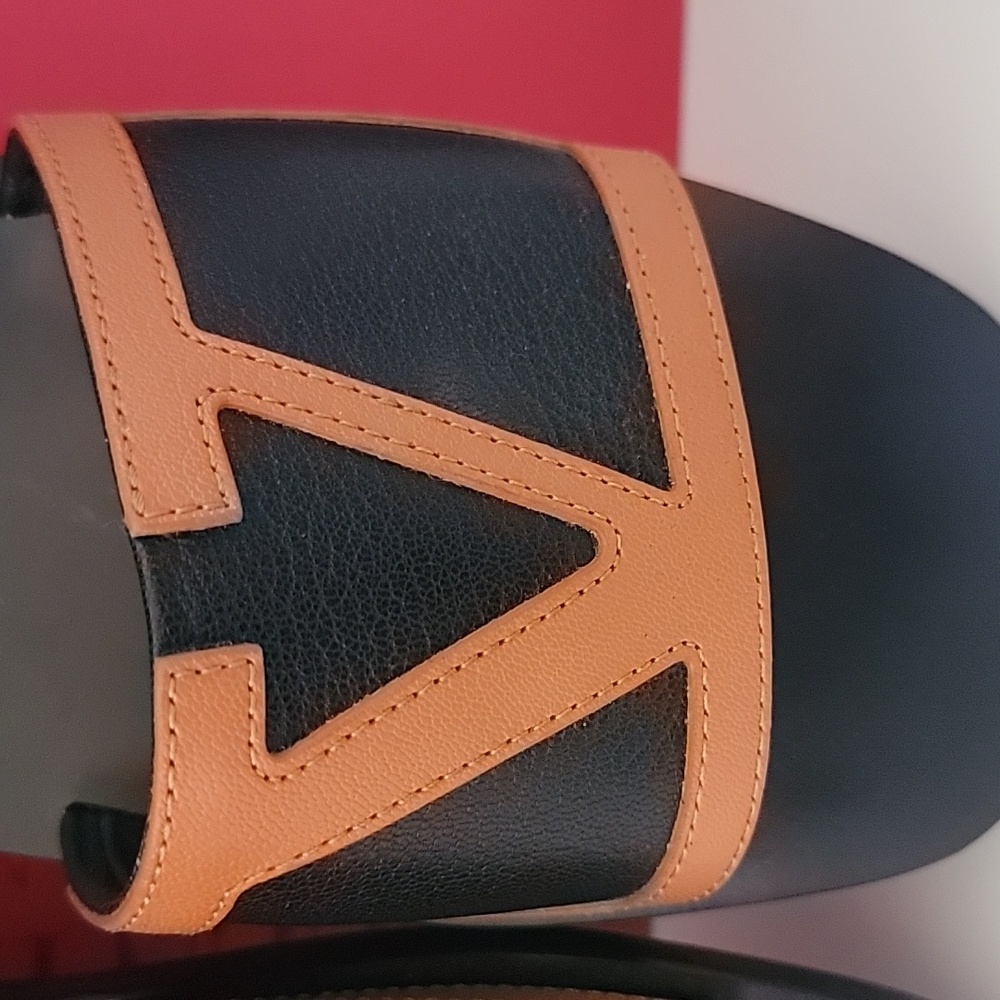 MEN Valentino Black and Brown Logo Slides SIZE 41 - Picture 4 of 10